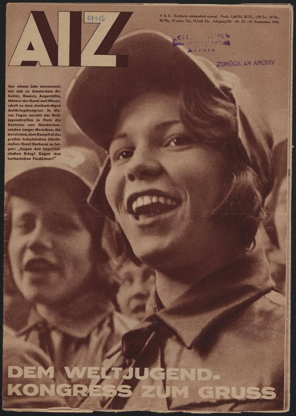 AIZ 12 (1933), 37 Copertina