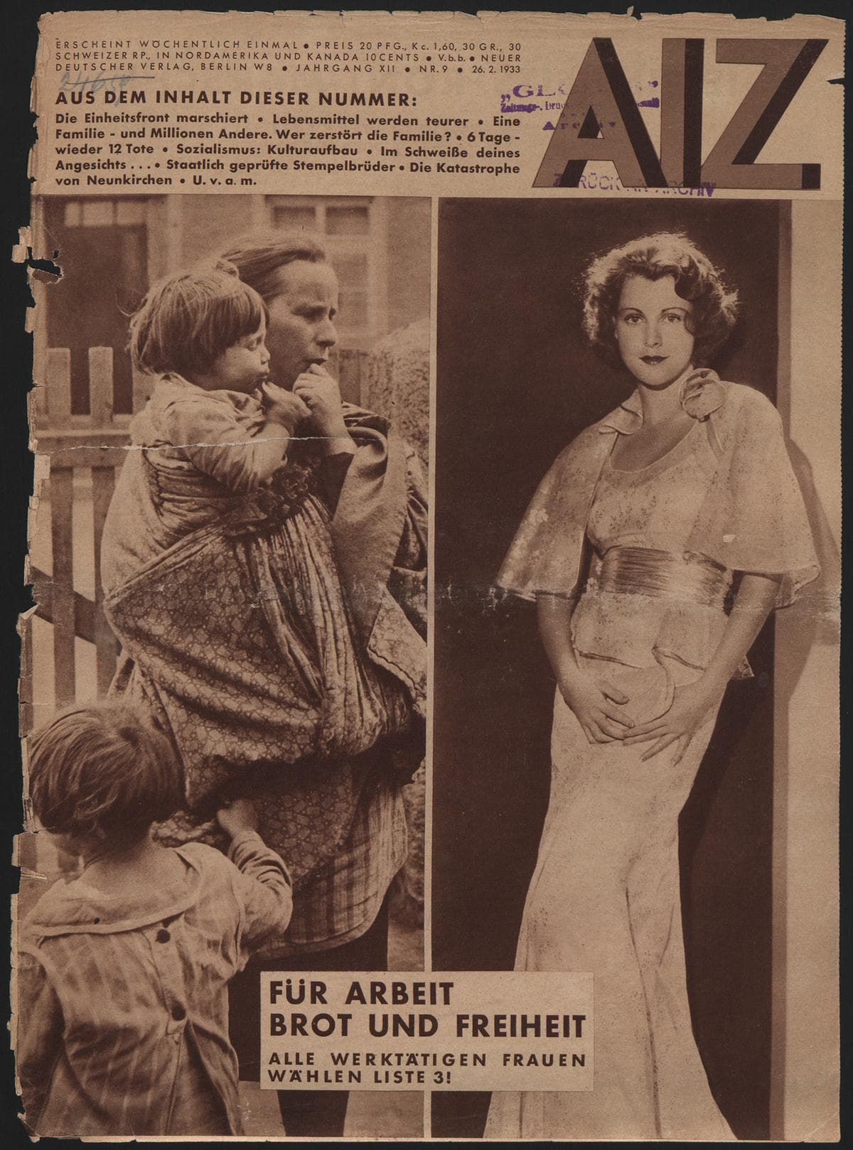 AIZ 12 (1933), 9 Copertina