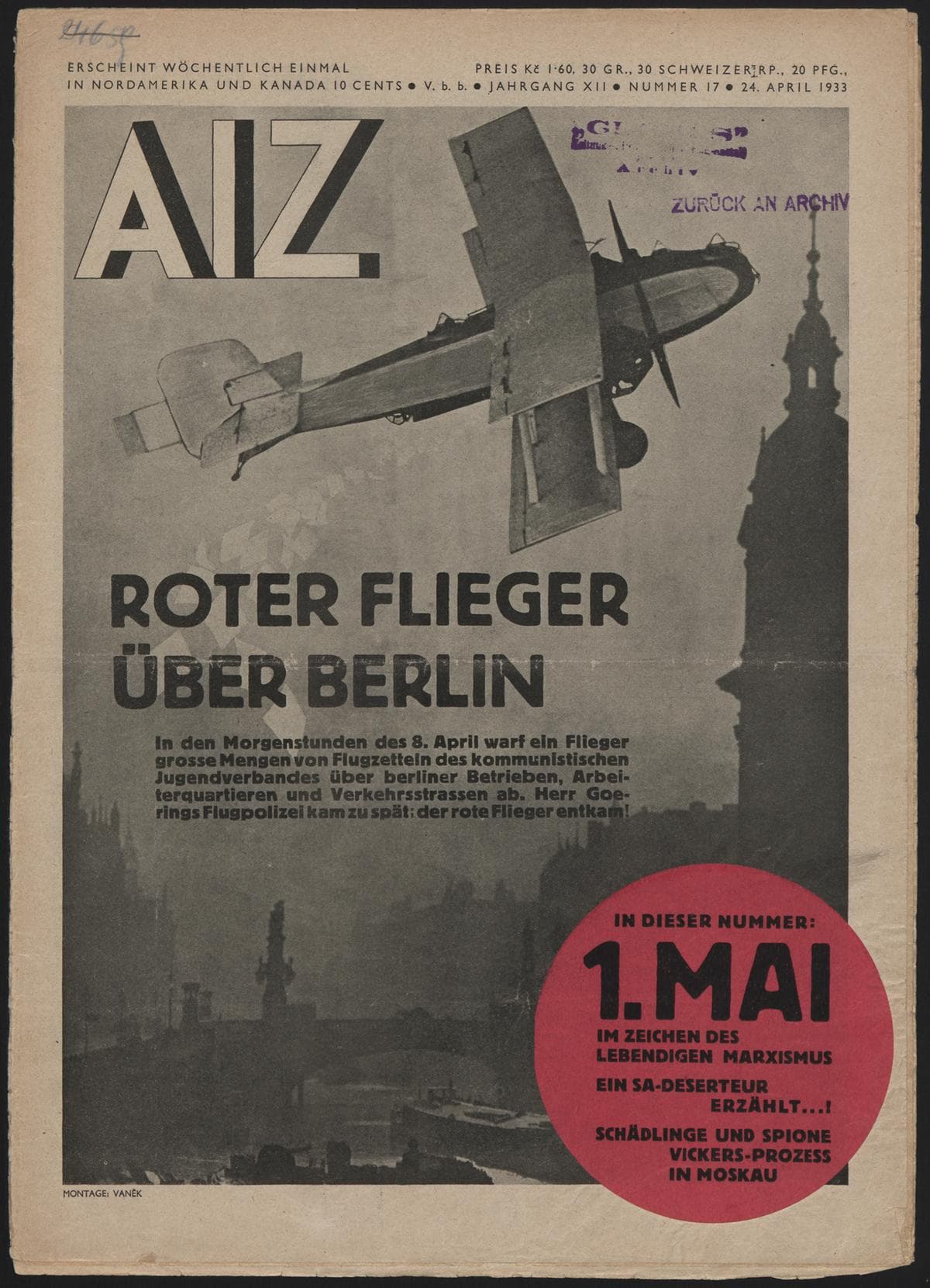 AIZ 12 (1933), 17 Copertina