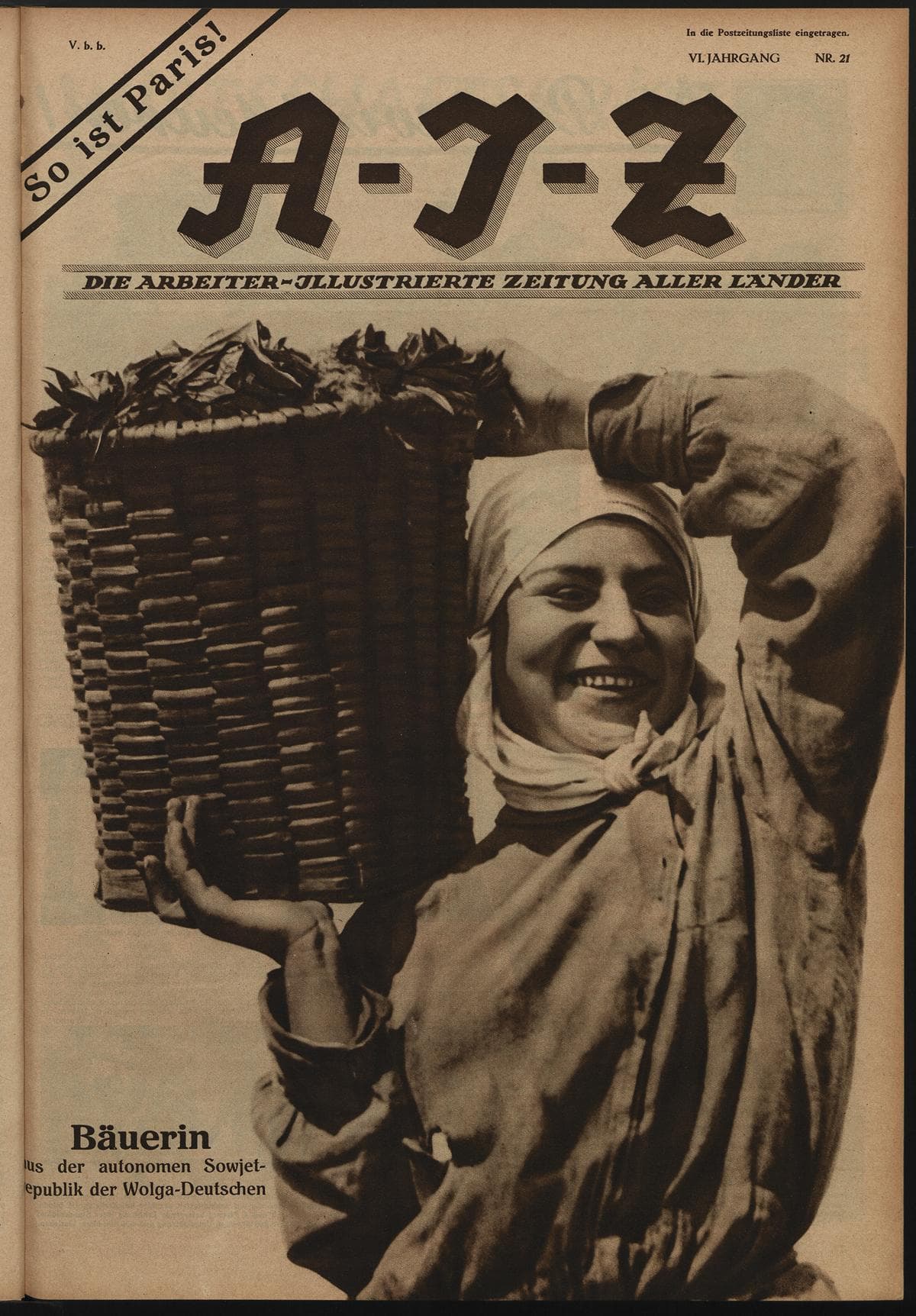 AIZ 6 (1927), 21 Copertina