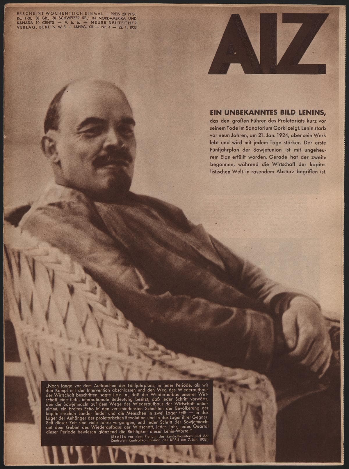 AIZ 12 (1933), 4 Copertina