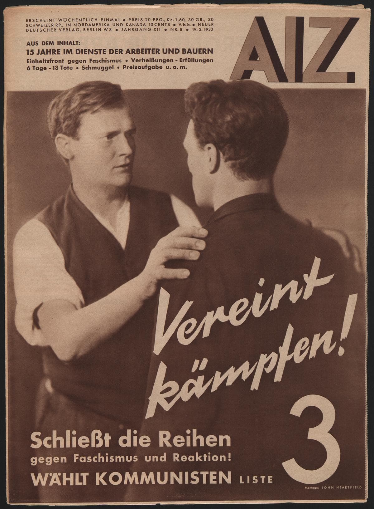 AIZ 12 (1933), 8 Copertina
