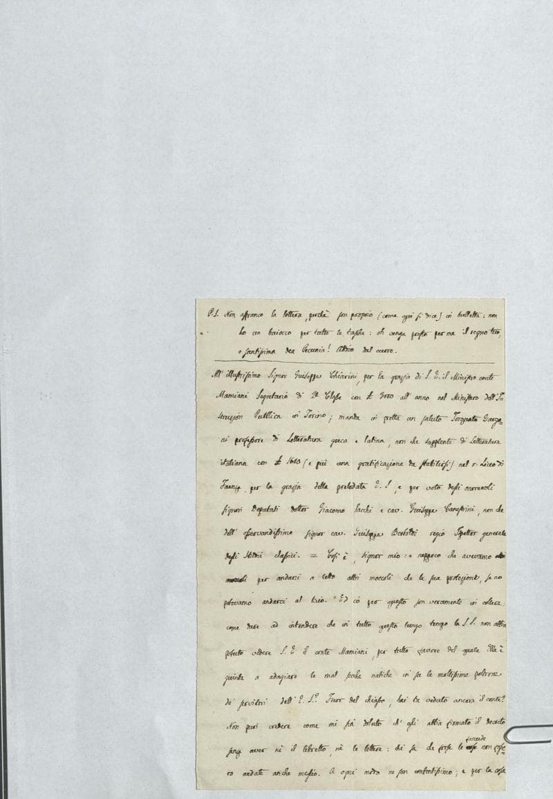 Corrispondenza G. Chiarini - Torquato Gargani, p. 1